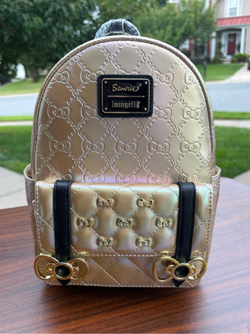 Loungefly Hello Kitty 50th Anniversary Metallic Gold Mini Backpack NWT